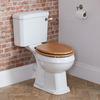 Pack WC Tradicional Monobloque con Cisterna - Palanca de Descarga Oro Cepillado - Tapa Efecto Roble