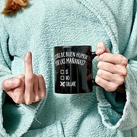Taza con mensaje � Estás de buen humor por las mañanas?