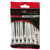 Brand Fusion Wooden Tees 83mm 15 Pack,  Male,  Tees,  83mm,  White