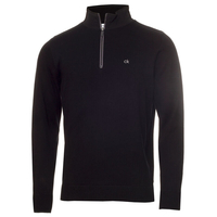 Calvin Klein Cotton Zip Neck Sweater,  Male,  Small,  Black