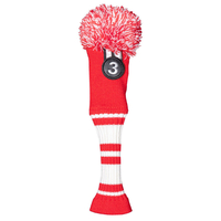 Fazer Pompom Knit Fairway Head Cover,  Male,  Red/white
