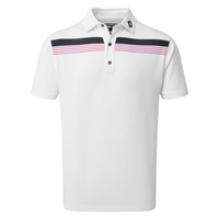 FootJoy Chest Band Polo Shirt,  Male,  White/Navy/Ice Berry,  Medium