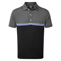 FootJoy Colour Block Jacquard Polo Shirt,  Male,  Black/Heather Grey,  Medium