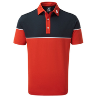 FootJoy Colour Block Pique Polo Shirt,  Male,  Large,  Scarlet navy white