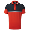 FootJoy Colour Block Pique Polo Shirt,  Male,  Medium,  Scarlet navy white
