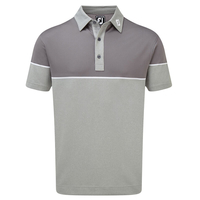FootJoy Colour Block Pique Polo Shirt,  Male,  Small,  Heather grey granite