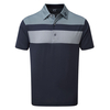 FootJoy Double Block Birdseye Pique Polo Shirt,  Male,  Navy/Fog,  Medium