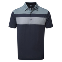 FootJoy Double Block Birdseye Pique Polo Shirt,  Male,  Navy/Fog,  Medium