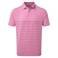 FootJoy Heather Lisle Engineered Pinstripe Polo Shirt,  Male,  Iced Berry/Navy,  Large