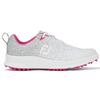 FootJoy Ladies Leisure Shoes,  Female,  White/Silver/Fuschia,  7,  Regular