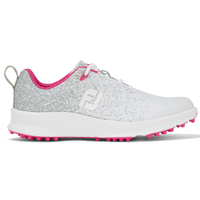 FootJoy Ladies Leisure Shoes,  Female,  White/Silver/Fuschia,  8,  Regular