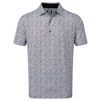 FootJoy Lisle Daisy Print Polo Shirt,  Male,  Large,  Black