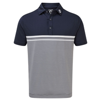 FootJoy Lisle Engineered End on End Stripe Polo Shirt,  Male,  Xxl,  Navy/white