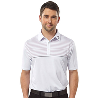 FootJoy Lisle Pinstripe Polo Shirt,  Male,  Small,  White/charcoal/red