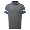 FootJoy Smooth Pique Space Dye Sleeveband Polo Shirt,  Male,  Heather Grey/White/Royal,  Large