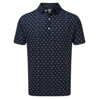 FootJoy Smooth Pique Weather Print Polo Shirt,  Male,  Large,  Navy