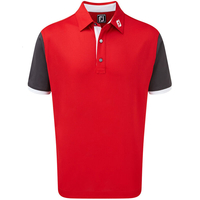 FootJoy Stretch Colour Block Polo Shirt,  Male,  Small,  Red/charcoal/white