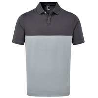 FootJoy Stretch Lisle Engineered Colour Block Polo Shirt,  Male,  Charcoal/Heather,  Medium