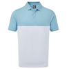 FootJoy Stretch Lisle Engineered Colour Block Polo Shirt,  Male,  Light Blue/White,  Large
