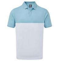 FootJoy Stretch Lisle Engineered Colour Block Polo Shirt,  Male,  Xxl,  Light blue/white