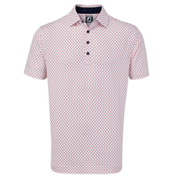 FootJoy Stretch Lisle Palm Print Polo Shirt,  Male,  White/Red,  XXL