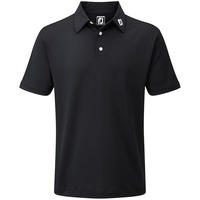 FootJoy Stretch Pique Solid Colour Polo Shirt,  Male,  Black,  XL