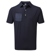 FootJoy Super Stretch Pique Print Trim Polo Shirt,  Male,  Small,  Navy blue