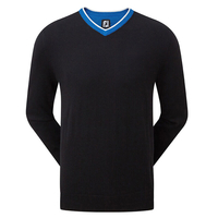 FootJoy Wool V-Neck Sweater,  Male,  Small,  Black/cobalt