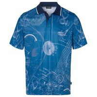 GOLFINO Allover Print Pattern Polo Shirt,  Male,  Blue,  XL