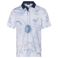 GOLFINO Allover Print Pattern Polo Shirt,  Male,  Grey,  Large