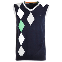 GOLFINO Argyle Pima Cotton V-Neck Slipover Vest,  Male,  Blue,  XXL