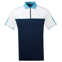 GOLFINO Colour Block Zip Polo Shirt,  Male,  Xxl,  Optic white/blue print