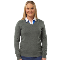 Palm Grove Ladies Core V-Neck Sweater,  Female,  Charcoal,  10