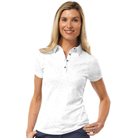 Palm Grove Ladies Floral Polo Shirt,  Female,  8,  White
