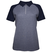 Palm Grove Ladies Zip Neck Polo Shirt,  Female,  16,  Peacoat heather