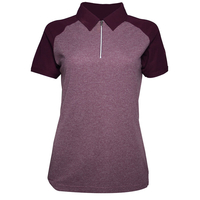 Palm Grove Ladies Zip Neck Polo Shirt,  Female,  Purple Heather,  14