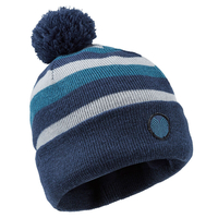 Palm Grove Stripe Pom Pom Beanie,  Male,  Navy/Teal,  One Size