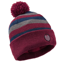 Palm Grove Stripe Pom Pom Beanie,  Male,  One size,  Maroon/grey