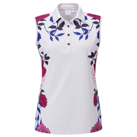 PING Ladies Rose Garden Sleeveless Polo Shirt,  Female,  12,  White/multi