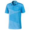PUMA Golf Alterknit Jacquard Polo Shirt,  Male,  Ibiza Blue Heather,  Small
