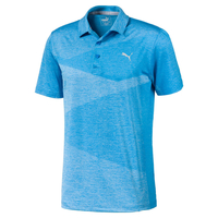 PUMA Golf Alterknit Jacquard Polo Shirt,  Male,  Ibiza Blue Heather,  Small