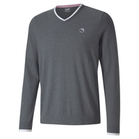 PUMA Golf Arnold Palmer Members V-Neck Sweater,  Male,  Iron Gate Heather,  Small
