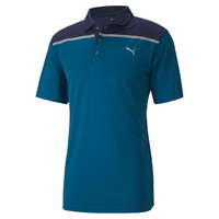 PUMA Golf Bonded Colour Block Polo Shirt,  Male,  Small,  Digi-blue