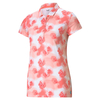 PUMA Golf Ladies CLOUDSPUN Watercolour Floral Polo Shirt,  Female,  Medium,  Georgia peach/ignite pink
