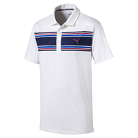 PUMA Golf Montauk Polo Shirt,  Male,  Large,  White/peacoat