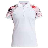 Röhnisch Ladies Leaf Block Polo Shirt,  Female,  Small,  Pink leaves