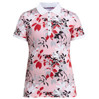 Röhnisch Ladies Leaf Polo Shirt,  Female,  Medium,  Pink leaves