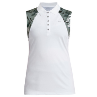 Röhnisch Ladies Leaf Sleeveless Polo Shirt,  Female,  Medium,  Green leaves