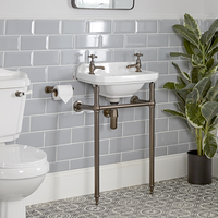 Lavabo Consola con Estructura Efecto Bronce Bruñido de 515mm con Lavabo de 2 Agujeros