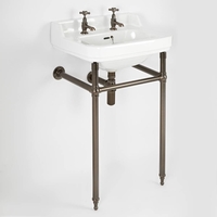 Lavabo Consola con Estructura Efecto Bronce Bruñido de 560mm con Lavabo de 2 Agujeros